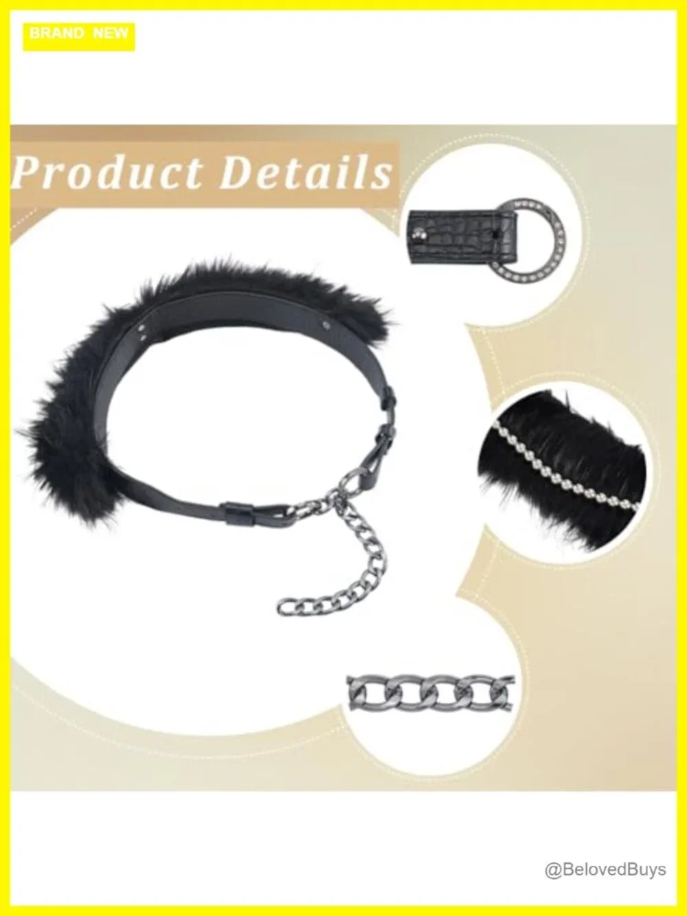 Faux Leather Furry Chain Waist Belt Women Wide Chunky Punk Grunge Punk